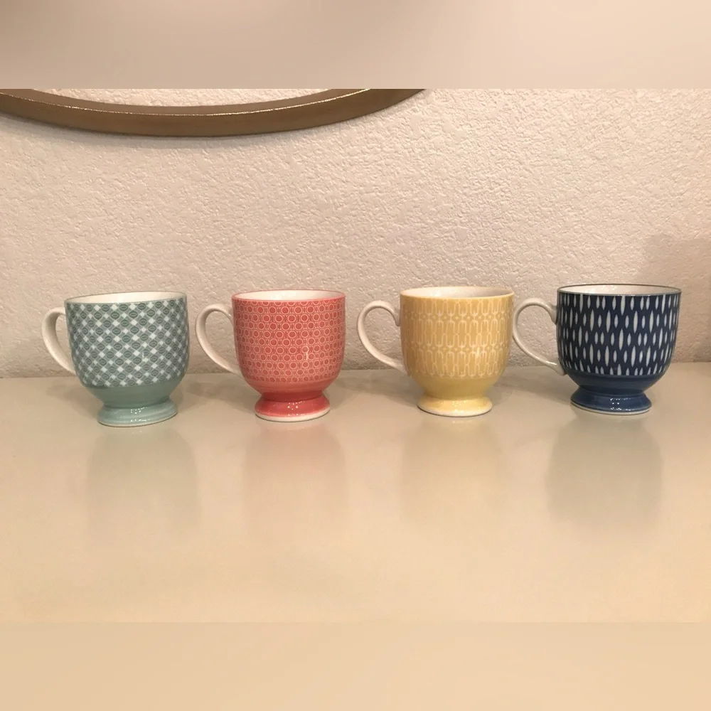 West elm tea cups 8 ounces multicolor